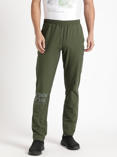 Wildcraft Olive Regular Fit Printed Trackpants