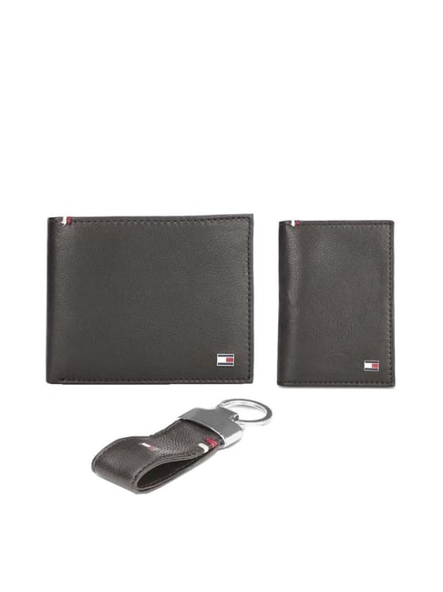Tommy Hilfiger Stalin Brown Casual Leather Bi-Fold Wallet Gift Set for Men