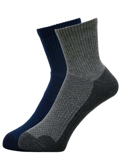 BALENZIA Cushioned Dark Grey Navy Self Design High Ankle Sports