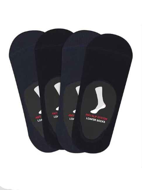 BALENZIA Loafer/No Show Everyday Seemless With Anti Slip Silicon Black & Navy Socks - Pack of 4-picture-39