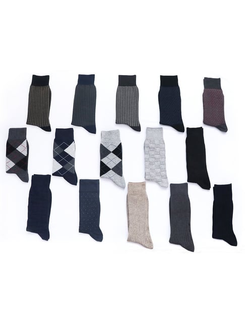 BALENZIA Multicolor Self Design Crew And Ankle Length Socks - Pack of 15-picture-22