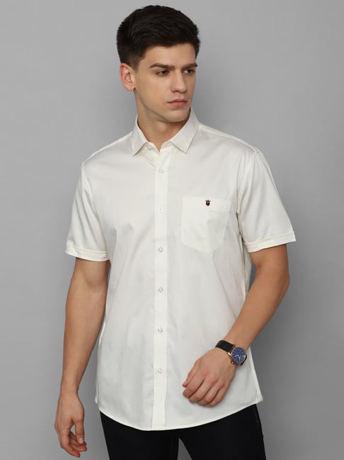 Buy Louis Philippe Jeans Cream Cotton Slim Fit Shirt for Mens