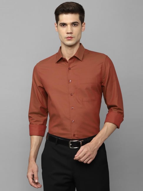 Louis Philippe Men Orange Formal Shirt