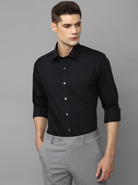Louis Philippe Permapress Black Cotton Regular Fit Shirt-picture-44