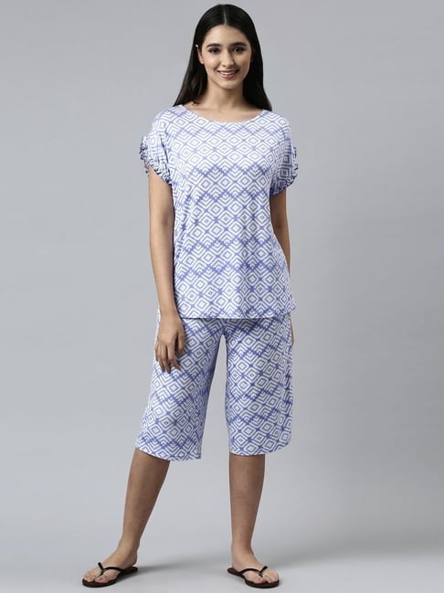 Enamor Purple Printed T-Shirt Capris Set-picture-19