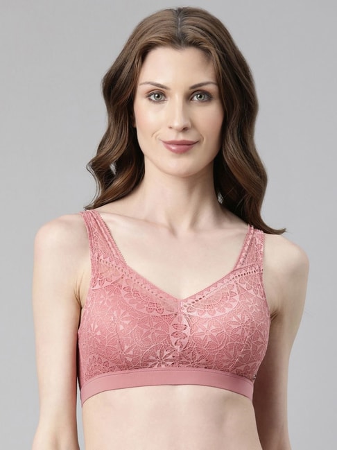 Buy Enamor Rose Pink Lace Work T-Shirt Bra for Women Online @ Tata
