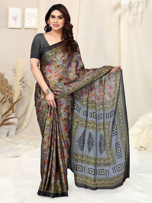 Women Plain Weave Chiffon Tie Dye Bird Printed Saree with Blouse Piece – Mirchi  Fashion