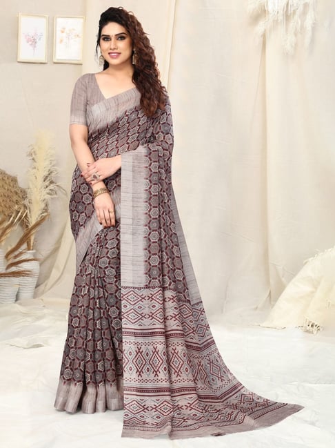 Digital Printed Art Silk Saree in Grey : SYC10874