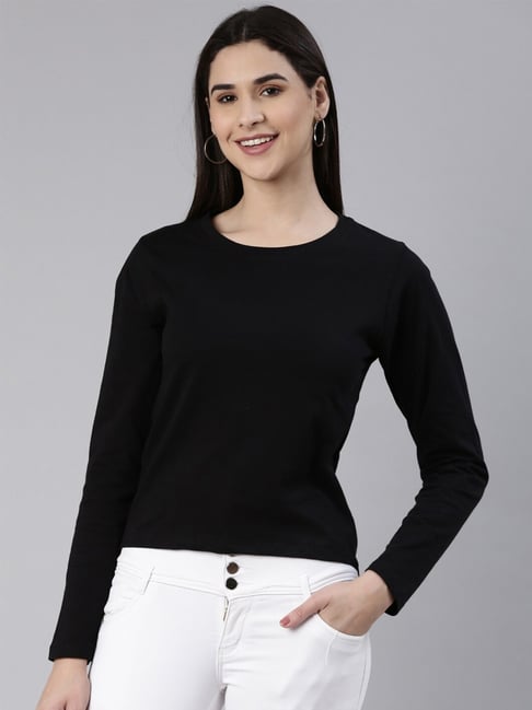 Kryptic Black Cotton Relaxed Fit T-Shirt