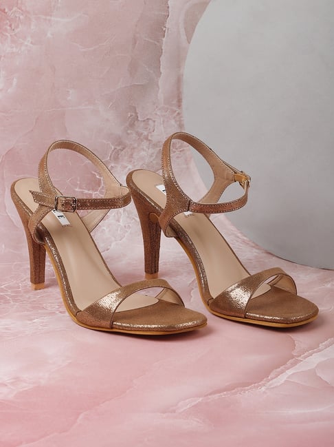 Elle Women's Copper Ankle Strap Stilettos