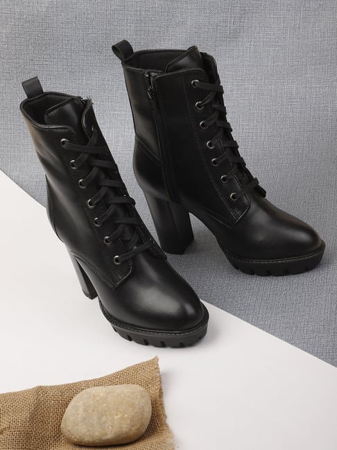 Elle Women's Black Derby Boots-picture-10