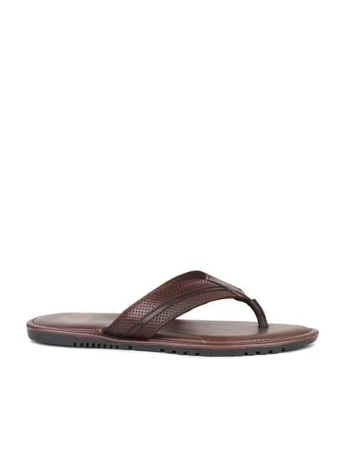 Romania Wide Banded Leather Thong Sandal - Dark Brown – Bruno Magli