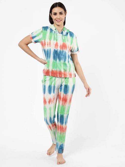Tata Cliq Pajamas Tie Dye Peach Tie Dye Oodie Peach Tie Dye