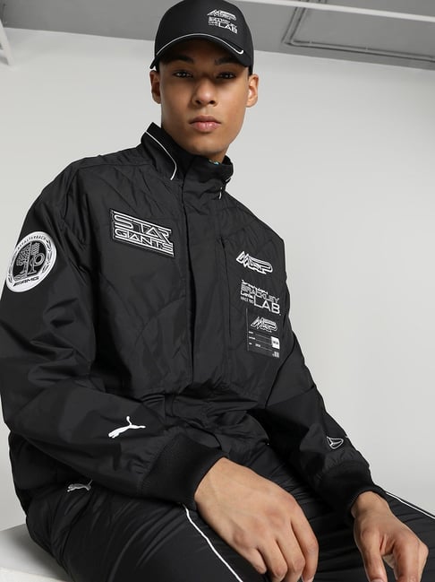 Puma Black Regular Fit Printed Jacket