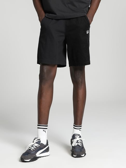 Puma Black Cotton Relaxed Fit Shorts-picture-34