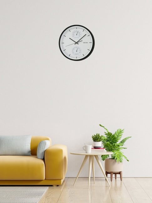 SEIKO elegant white & black plastic wall clock-image-7