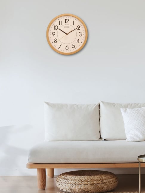 SEIKO elegant yellow & white plastic wall clock with sweep movement-image-40