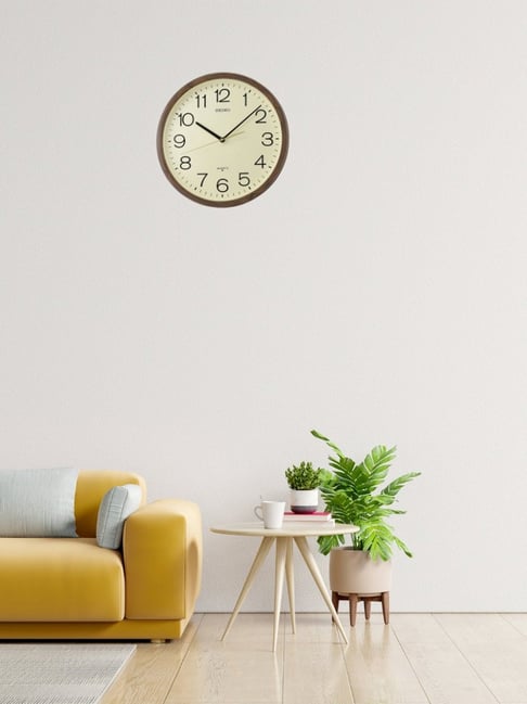 SEIKO elegant beige & brown plastic wall clock with sweep movement-image-22