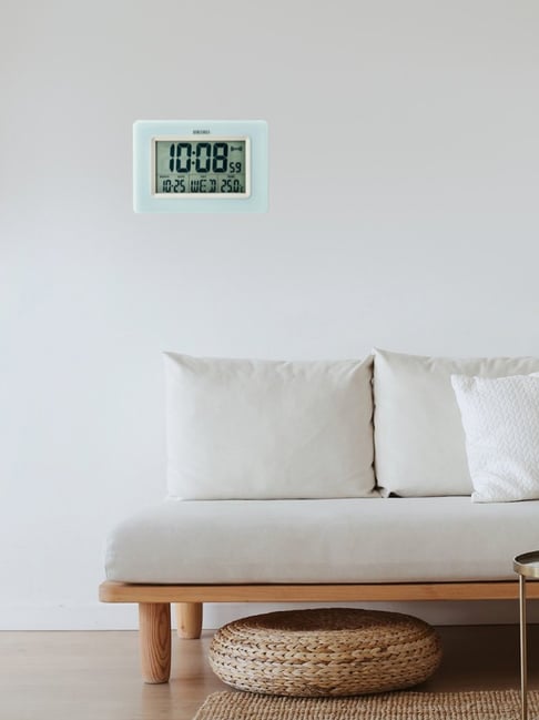 SEIKO elegant blue & white plastic table clock-image-44