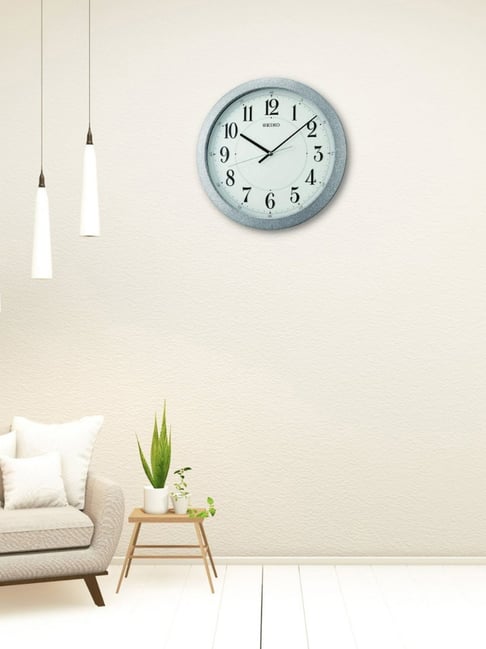 SEIKO elegant white & grey plastic wall clock with sweep movement-image-39