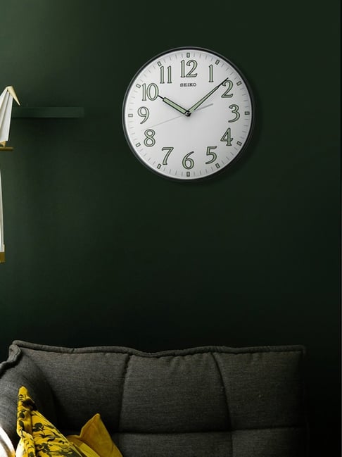 SEIKO elegant white & black plastic wall clock with sweep movement-image-8