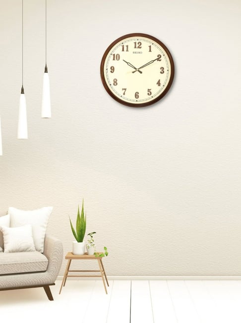 SEIKO elegant brown plastic wall clock with sweep movement-image-15