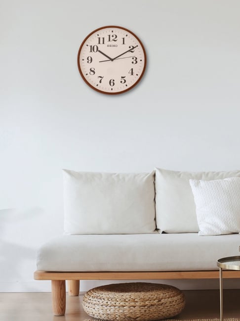 SEIKO elegant brown & white plastic wall clock-image-43