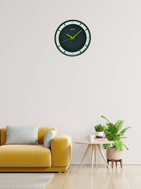 Buy SEIKO elegant black white plastic wall clock with sweep