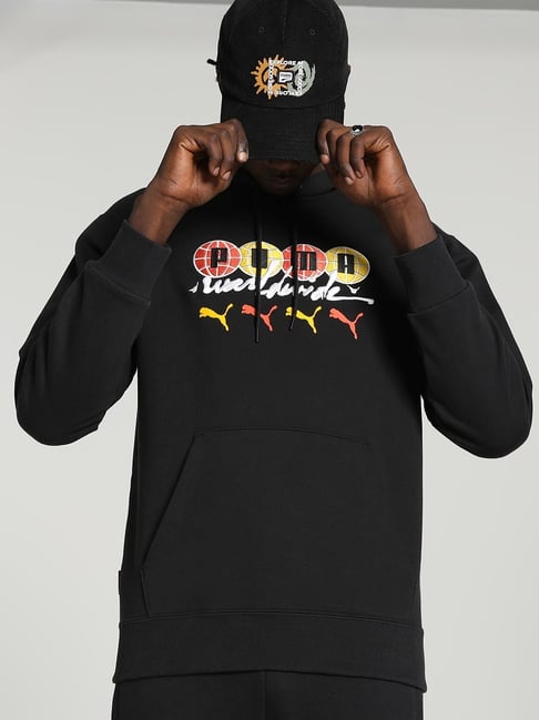 Puma Black Cotton Regular Fit Printed Hooded Sweatshirt-picture-22