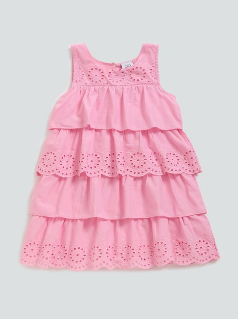 open lace back dress Hot Pink Cutwork Dress  INCHING INDIA