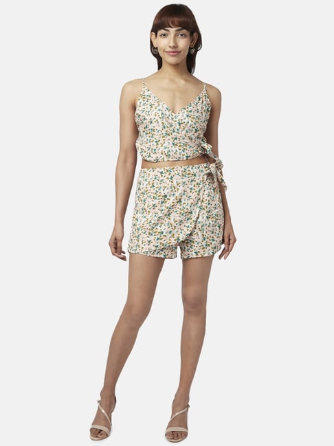People by Pantaloons Coral & Green Printed Co-Ords Set