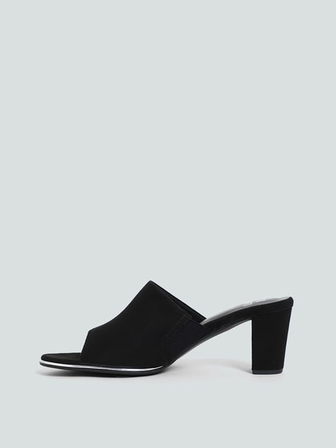 Black mule sandal online heel