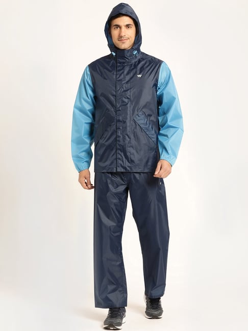 Buy Men HYPADRY™ Color Block Rain Jacket Suit Grey Black Online | Wildcraft