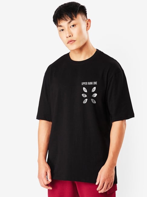 Bewakoof Black Loose Fit Kokushibo Printed T Shirt