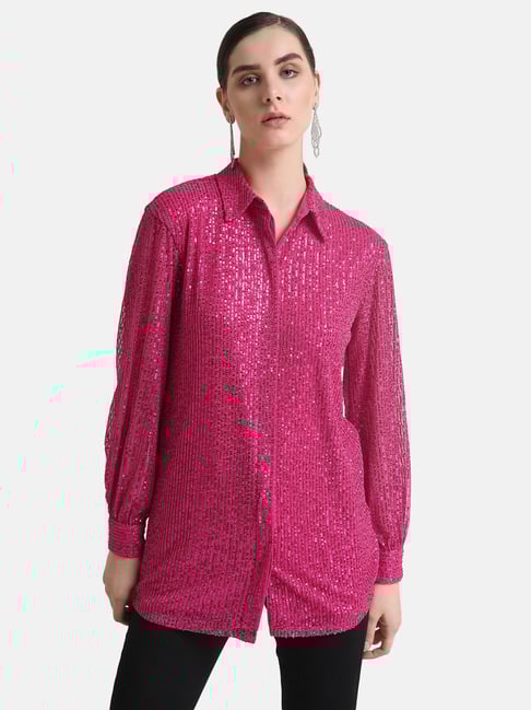 Kazo Hot Pink Embellished Shirt-picture-27
