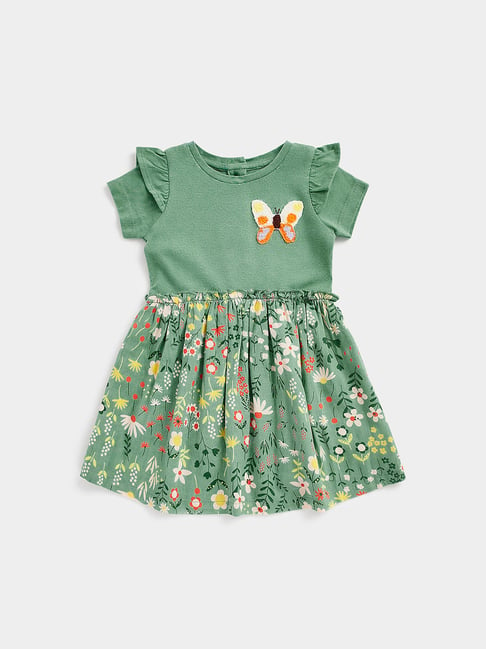 Buy Mothercare Kids Green Floral Print Dress for Infants Girls