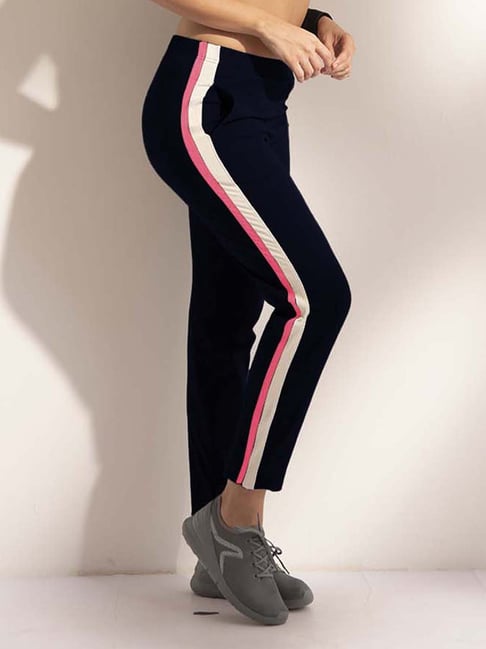 Lyra Navy & Black Cotton Sports Track Pants - Pack Of 2