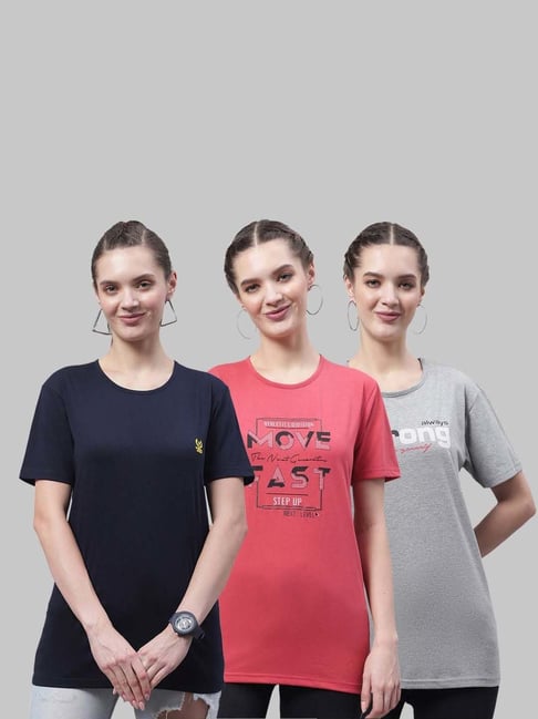Vimal Jonney Navy & Pink Cotton Printed Sports T-Shirt - Pack Of 3-picture-17