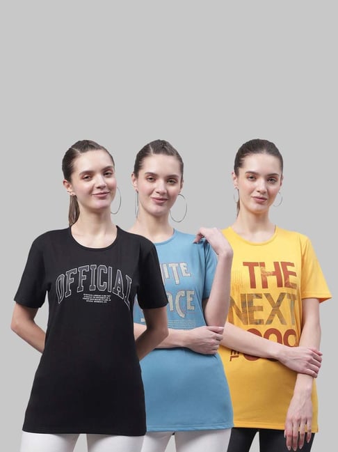 Vimal Jonney Black & Blue Cotton Printed Sports T-Shirt - Pack Of 3-picture-19