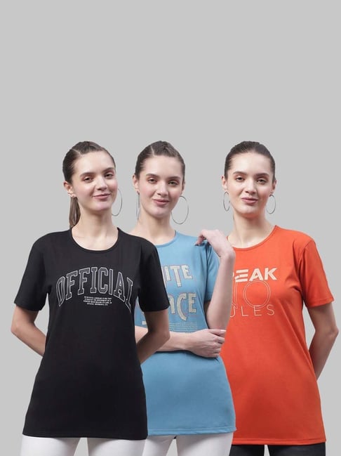 Vimal Jonney Black & Blue Cotton Printed Sports T-Shirt - Pack Of 3-picture-20