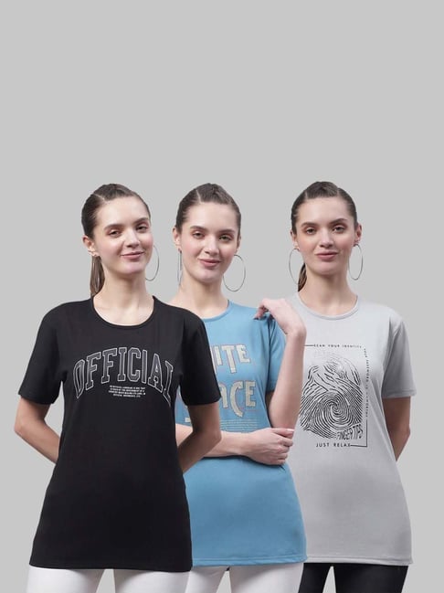 Vimal Jonney Black & Blue Cotton Printed Sports T-Shirt - Pack Of 3-picture-17