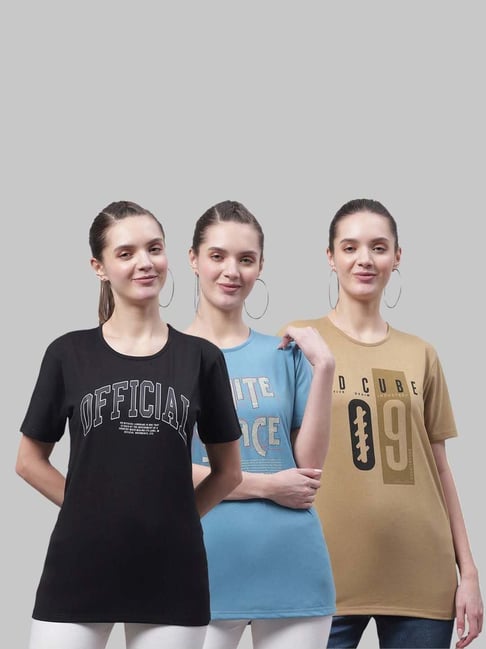 Vimal Jonney Black & Blue Cotton Printed Sports T-Shirt - Pack Of 3-picture-15