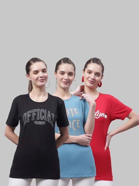 Vimal Jonney Black & Blue Cotton Printed Sports T-Shirt - Pack Of 3-picture-16