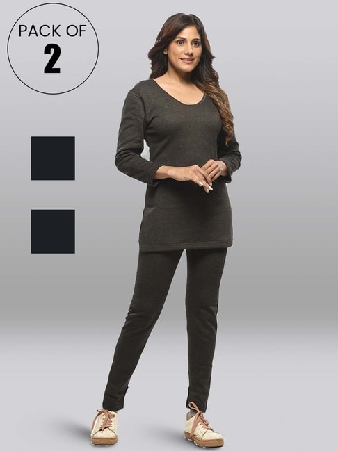 Grey Scoop Neck Long Sleeeves Plain Cotton Thermal Wear Sets For Ladies at  Best Price in New Delhi
