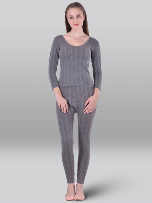 Buy LUX INFERNO Grey Striped Thermal Top for Women Online @ Tata CLiQ