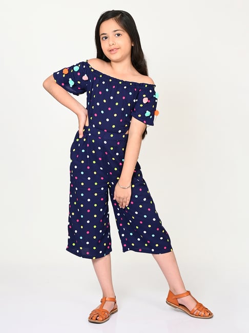 Lil Drama Kids Navy Printed Jumpsuit