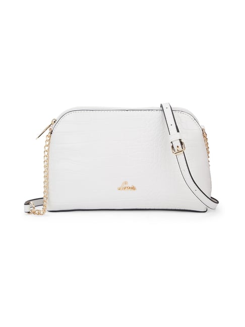 Buy Lavie Glossy Hemi White Textured Small Cross Body Bag at Best