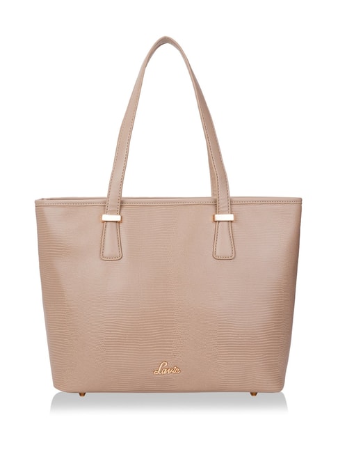 Buy Lavie Liz Sherry Taupe Textured Large Tote Handbag at Best
