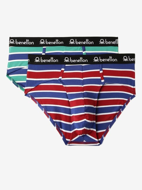 United Colors of Benetton Multi Regular Fit Striped Briefs - Pack of 2