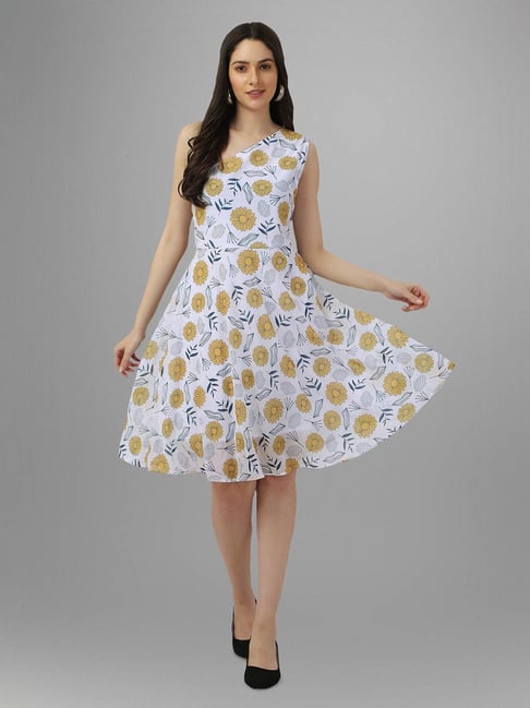 MASAKALI.CO White Floral Print Fit & Flare Dress-picture-48
